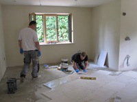 Laying the kitchen, dining and utility floors