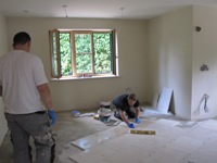 Laying the kitchen, dining and utility floors