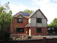 Solar panels with blue sky