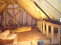 Loft floor showing raised platform floor